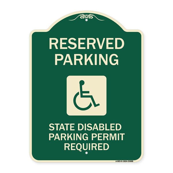 Reserved Parking State Disabled Parking Permit Required Heavy-Gauge Alum, 24" x 18", G-1824-23008